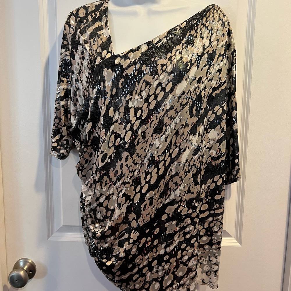 Dress Barn asymmetrical top sparkle evening top blouse 3X